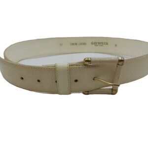 Vintage Gay Boyer White Leather Belt/ 32/ Medium